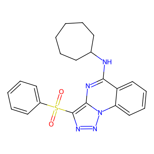 3-(benzenesulfonyl)-N-cycloheptyltriazolo[1,5-a]quinazolin-5-amine structure