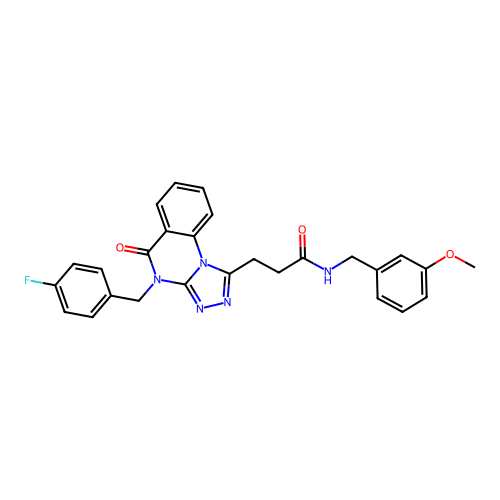 3-{4-[(4-fluorophenyl)methyl]-5-oxo-4H,5H-[1,2,4]triazolo[4,3-a]quinazolin-1-yl}-N-[(3-methoxyphenyl)methyl]propanamide structure