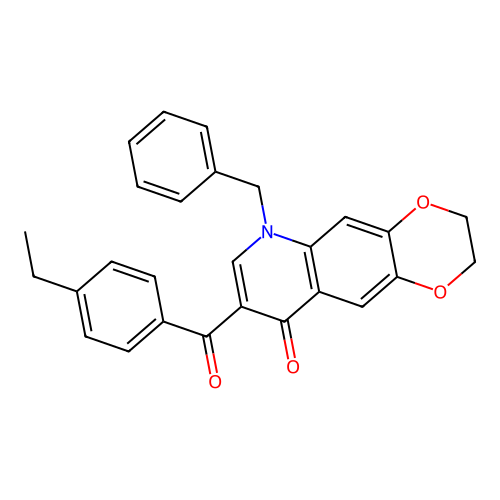 6-benzyl-8-(4-ethylbenzoyl)-2H,3H,6H,9H-[1,4]dioxino[2,3-g]quinolin-9-one structure