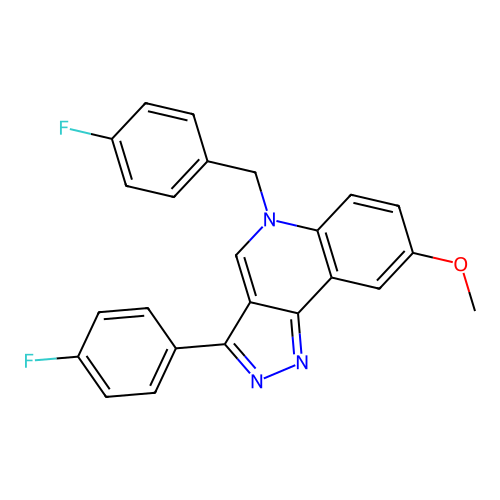 5-(4-fluorobenzyl)-3-(4-fluorophenyl)-8-methoxy-5H-pyrazolo[4,3-c]quinoline structure
