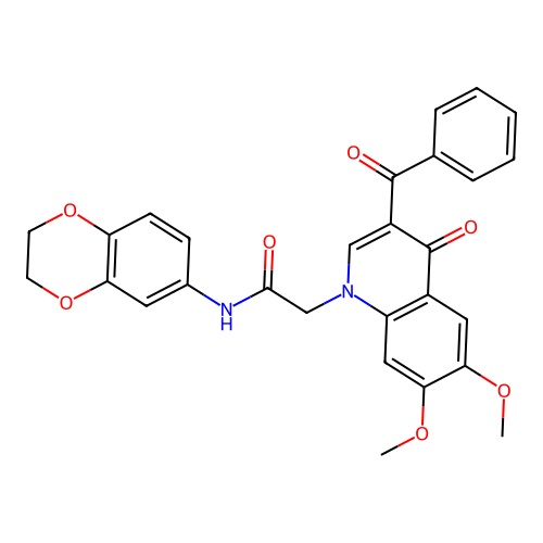 2-(3-benzoyl-6,7-dimethoxy-4-oxo-1,4-dihydroquinolin-1-yl)-N-(2,3-dihydro-1,4-benzodioxin-6-yl)acetamide structure