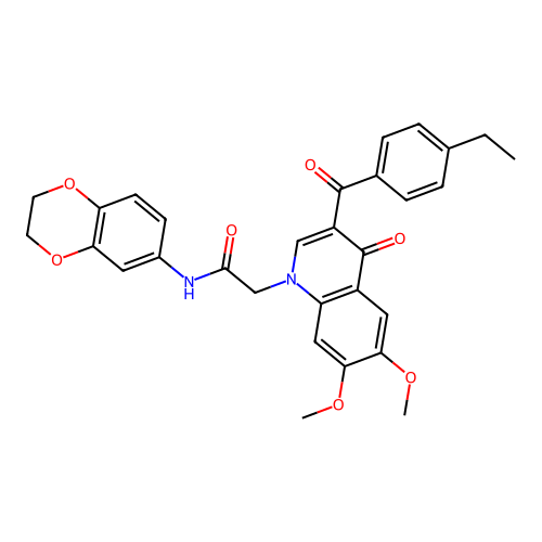 N-(2,3-dihydro-1,4-benzodioxin-6-yl)-2-[3-(4-ethylbenzoyl)-6,7-dimethoxy-4-oxo-1,4-dihydroquinolin-1-yl]acetamide structure