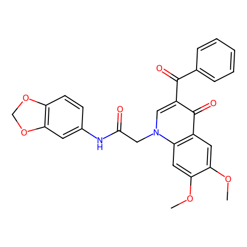 N-(1,3-benzodioxol-5-yl)-2-(3-benzoyl-6,7-dimethoxy-4-oxoquinolin-1-yl)acetamide structure