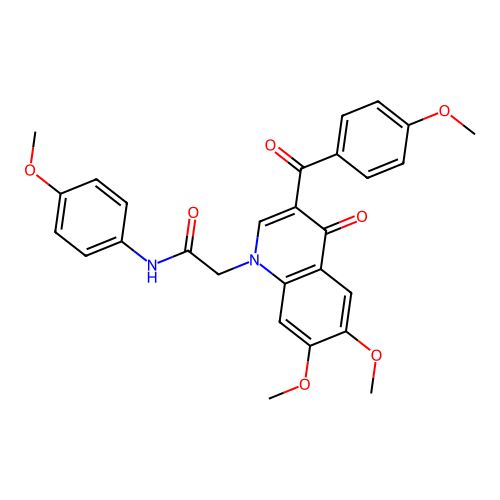 2-[6,7-dimethoxy-3-(4-methoxybenzoyl)-4-oxo-1,4-dihydroquinolin-1-yl]-N-(4-methoxyphenyl)acetamide structure