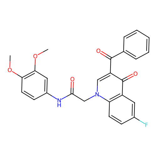 2-(3-benzoyl-6-fluoro-4-oxoquinolin-1-yl)-N-(3,4-dimethoxyphenyl)acetamide structure