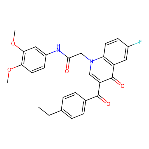 N-(3,4-dimethoxyphenyl)-2-[3-(4-ethylbenzoyl)-6-fluoro-4-oxo-1,4-dihydroquinolin-1-yl]acetamide structure