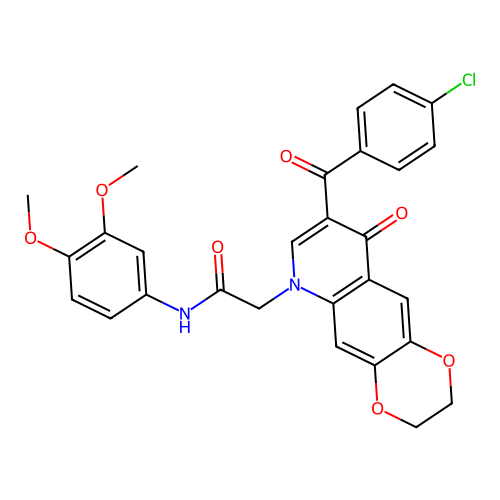 2-[8-(4-chlorobenzoyl)-9-oxo-2H,3H,6H,9H-[1,4]dioxino[2,3-g]quinolin-6-yl]-N-(3,4-dimethoxyphenyl)acetamide structure