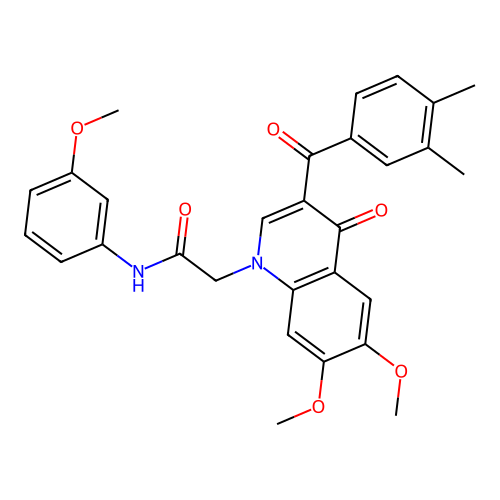 2-[3-(3,4-dimethylbenzoyl)-6,7-dimethoxy-4-oxo-1,4-dihydroquinolin-1-yl]-N-(3-methoxyphenyl)acetamide structure