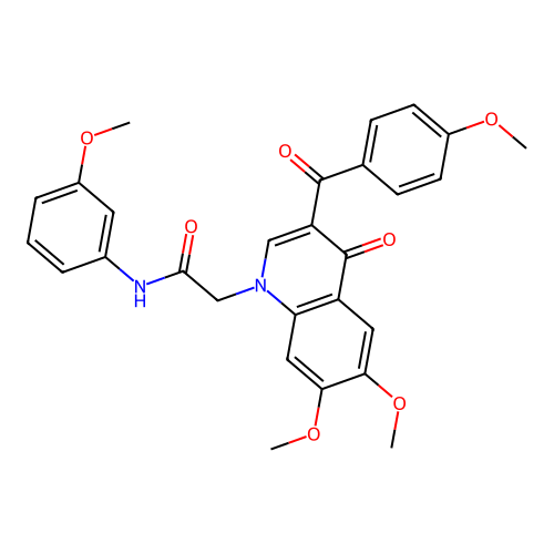 2-[6,7-dimethoxy-3-(4-methoxybenzoyl)-4-oxo-1,4-dihydroquinolin-1-yl]-N-(3-methoxyphenyl)acetamide structure