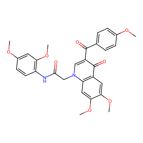 2-[6,7-dimethoxy-3-(4-methoxybenzoyl)-4-oxo-1,4-dihydroquinolin-1-yl]-N-(2,4-dimethoxyphenyl)acetamide structure