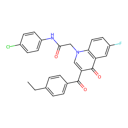 N-(4-chlorophenyl)-2-[3-(4-ethylbenzoyl)-6-fluoro-4-oxoquinolin-1-yl]acetamide structure
