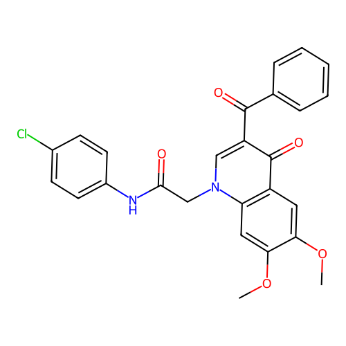2-(3-benzoyl-6,7-dimethoxy-4-oxoquinolin-1-yl)-N-(4-chlorophenyl)acetamide structure
