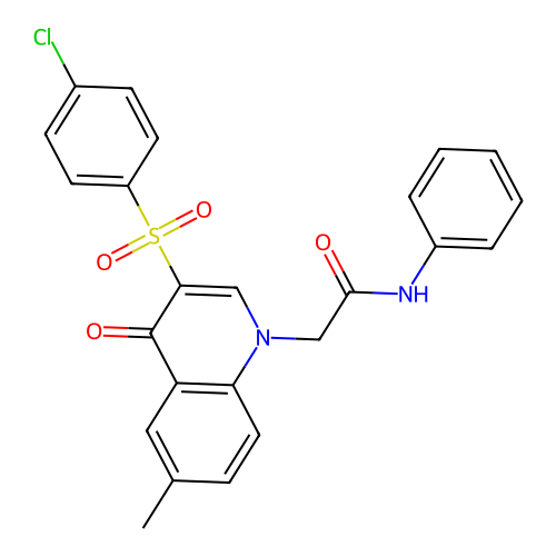 2-[3-(4-chlorophenyl)sulfonyl-6-methyl-4-oxoquinolin-1-yl]-N-phenylacetamide structure