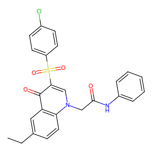 2-[3-(4-chlorophenyl)sulfonyl-6-ethyl-4-oxoquinolin-1-yl]-N-phenylacetamide structure