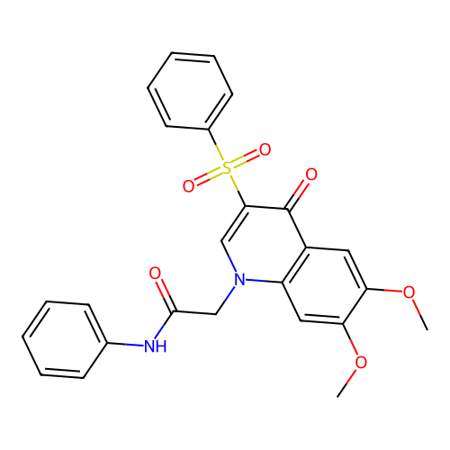 2-[3-(benzenesulfonyl)-6,7-dimethoxy-4-oxoquinolin-1-yl]-N-phenylacetamide structure