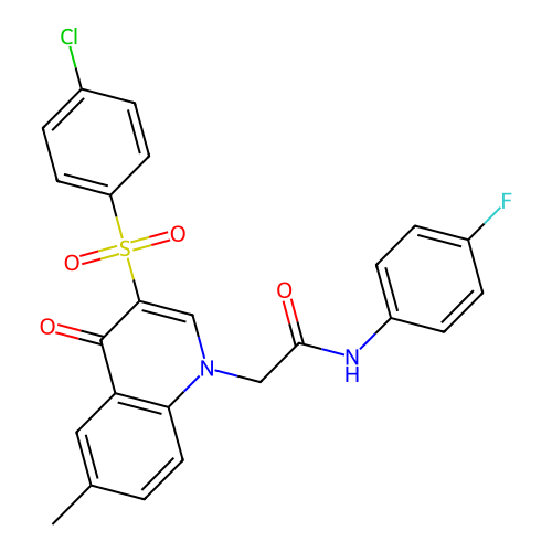 2-[3-(4-chlorobenzenesulfonyl)-6-methyl-4-oxo-1,4-dihydroquinolin-1-yl]-N-(4-fluorophenyl)acetamide structure
