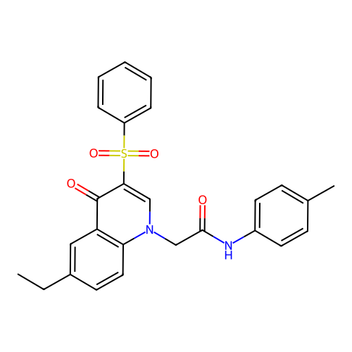 2-[3-(benzenesulfonyl)-6-ethyl-4-oxoquinolin-1-yl]-N-(4-methylphenyl)acetamide structure
