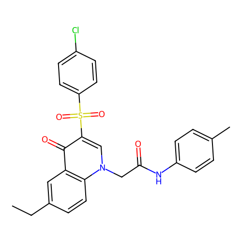 2-[3-(4-chlorobenzenesulfonyl)-6-ethyl-4-oxo-1,4-dihydroquinolin-1-yl]-N-(4-methylphenyl)acetamide structure