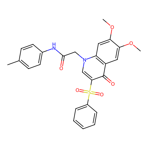 2-[3-(benzenesulfonyl)-6,7-dimethoxy-4-oxo-1,4-dihydroquinolin-1-yl]-N-(4-methylphenyl)acetamide structure
