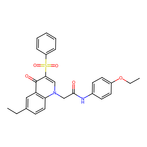 2-[3-(benzenesulfonyl)-6-ethyl-4-oxoquinolin-1-yl]-N-(4-ethoxyphenyl)acetamide structure