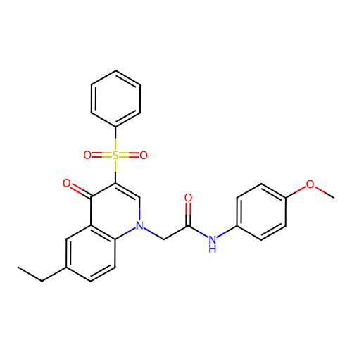 2-[3-(benzenesulfonyl)-6-ethyl-4-oxoquinolin-1-yl]-N-(4-methoxyphenyl)acetamide structure