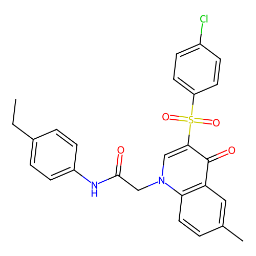 2-[3-(4-chlorobenzenesulfonyl)-6-methyl-4-oxo-1,4-dihydroquinolin-1-yl]-N-(4-ethylphenyl)acetamide structure