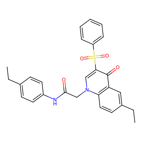 2-[3-(benzenesulfonyl)-6-ethyl-4-oxoquinolin-1-yl]-N-(4-ethylphenyl)acetamide structure