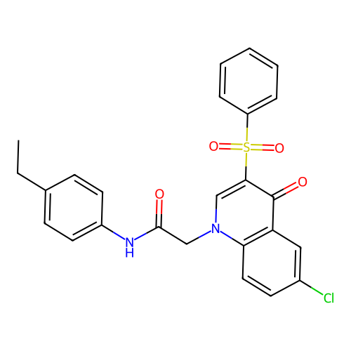2-[3-(benzenesulfonyl)-6-chloro-4-oxoquinolin-1-yl]-N-(4-ethylphenyl)acetamide structure