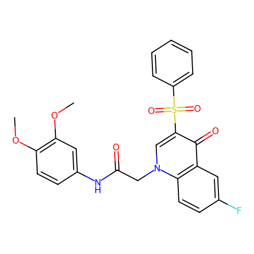 2-[3-(benzenesulfonyl)-6-fluoro-4-oxo-1,4-dihydroquinolin-1-yl]-N-(3,4-dimethoxyphenyl)acetamide structure