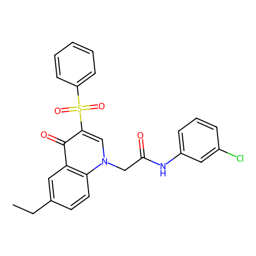 2-[3-(benzenesulfonyl)-6-ethyl-4-oxoquinolin-1-yl]-N-(3-chlorophenyl)acetamide structure
