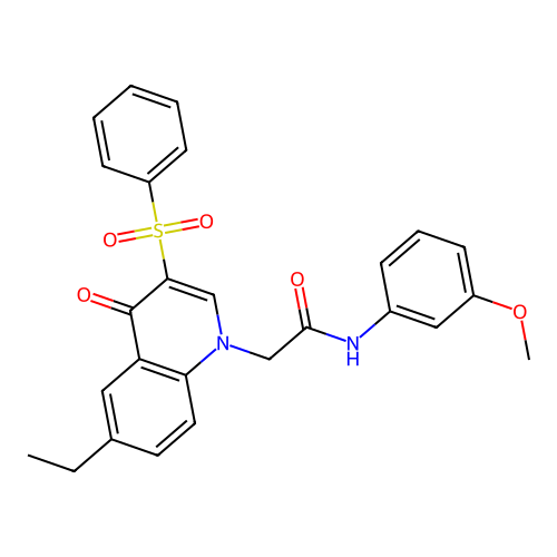 2-[3-(benzenesulfonyl)-6-ethyl-4-oxo-1,4-dihydroquinolin-1-yl]-N-(3-methoxyphenyl)acetamide structure