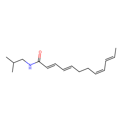 (2E,4E,8Z,10E)-N-(2-methylpropyl)dodeca-2,4,8,10-tetraenamide structure