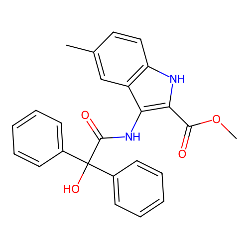 methyl 3-{[hydroxy(diphenyl)acetyl]amino}-5-methyl-1H-indole-2-carboxylate structure