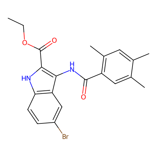 ethyl 5-bromo-3-{[(2,4,5-trimethylphenyl)carbonyl]amino}-1H-indole-2-carboxylate structure