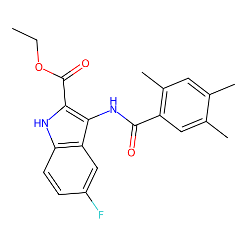 ethyl 5-fluoro-3-[(2,4,5-trimethylbenzoyl)amino]-1H-indole-2-carboxylate structure