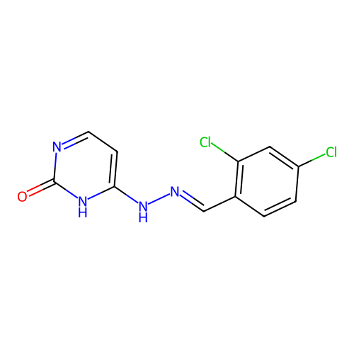 4-[(2E)-2-(2,4-dichlorobenzylidene)hydrazinyl]pyrimidin-2(1H)-one structure