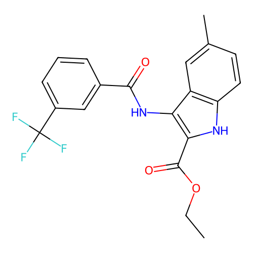 ethyl 5-methyl-3-(3-(trifluoromethyl)benzamido)-1H-indole-2-carboxylate structure