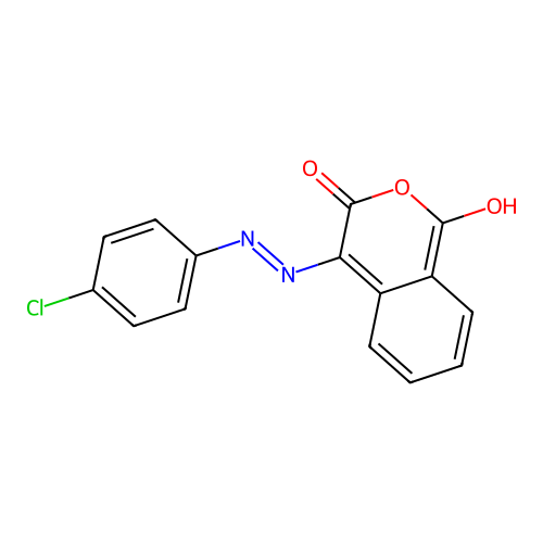 1H-isochromene-1,3,4-trione 4-[N-(4-chlorophenyl)hydrazone] structure