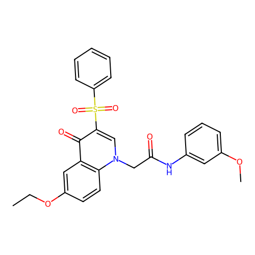 2-[3-(benzenesulfonyl)-6-ethoxy-4-oxoquinolin-1-yl]-N-(3-methoxyphenyl)acetamide structure