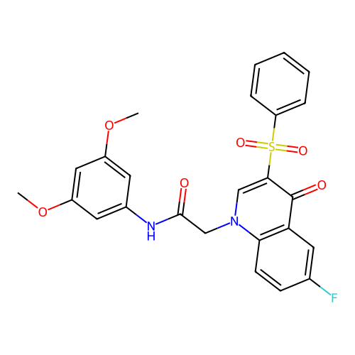2-[3-(benzenesulfonyl)-6-fluoro-4-oxo-1,4-dihydroquinolin-1-yl]-N-(3,5-dimethoxyphenyl)acetamide structure