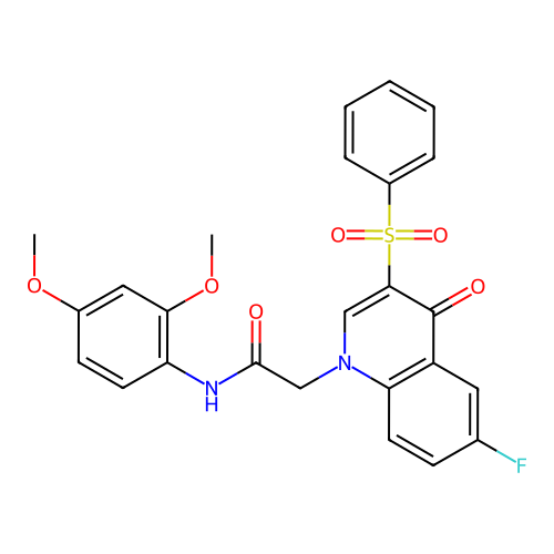 2-[3-(benzenesulfonyl)-6-fluoro-4-oxo-1,4-dihydroquinolin-1-yl]-N-(2,4-dimethoxyphenyl)acetamide structure