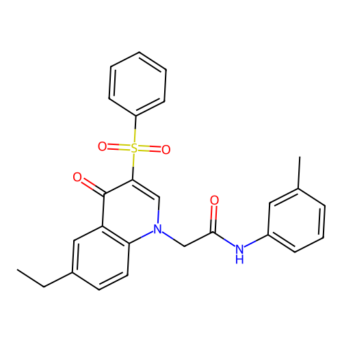 2-[3-(benzenesulfonyl)-6-ethyl-4-oxoquinolin-1-yl]-N-(3-methylphenyl)acetamide structure