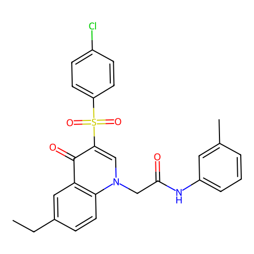 2-[3-(4-chlorobenzenesulfonyl)-6-ethyl-4-oxo-1,4-dihydroquinolin-1-yl]-N-(3-methylphenyl)acetamide structure