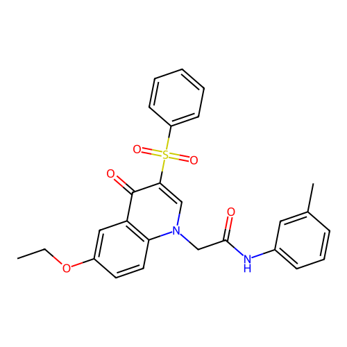 2-[3-(benzenesulfonyl)-6-ethoxy-4-oxoquinolin-1-yl]-N-(3-methylphenyl)acetamide structure