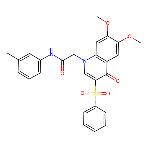 2-(6,7-dimethoxy-4-oxo-3-(phenylsulfonyl)quinolin-1(4H)-yl)-N-(m-tolyl)acetamide structure