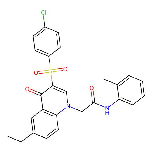2-[3-(4-chlorobenzenesulfonyl)-6-ethyl-4-oxo-1,4-dihydroquinolin-1-yl]-N-(2-methylphenyl)acetamide structure