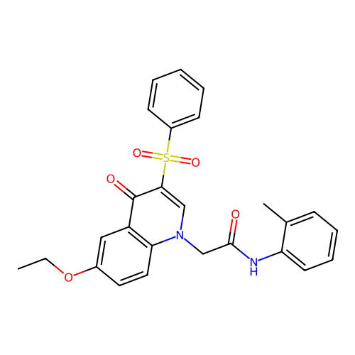 2-[3-(benzenesulfonyl)-6-ethoxy-4-oxoquinolin-1-yl]-N-(2-methylphenyl)acetamide structure