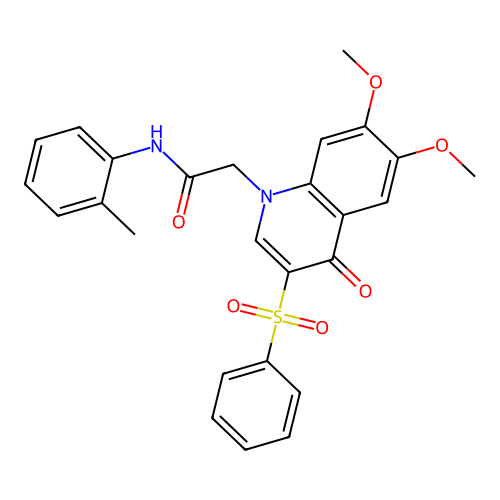 2-(6,7-dimethoxy-4-oxo-3-(phenylsulfonyl)quinolin-1(4H)-yl)-N-(o-tolyl)acetamide structure