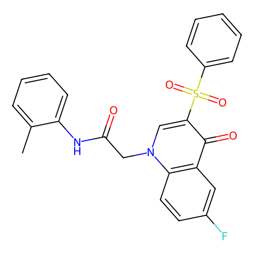 2-(6-fluoro-4-oxo-3-(phenylsulfonyl)quinolin-1(4H)-yl)-N-(o-tolyl)acetamide structure