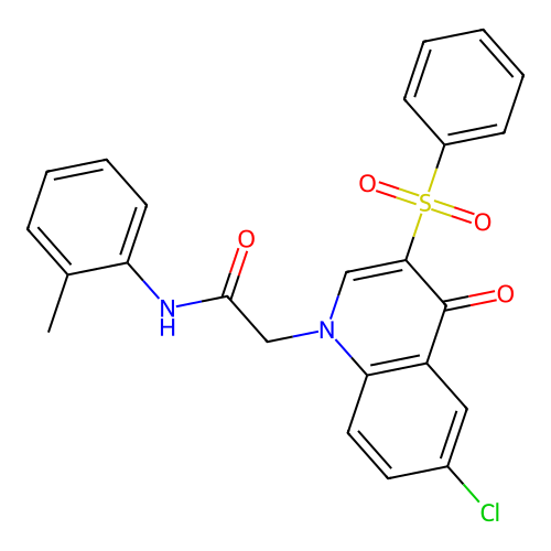 2-(6-chloro-4-oxo-3-(phenylsulfonyl)quinolin-1(4H)-yl)-N-(o-tolyl)acetamide structure